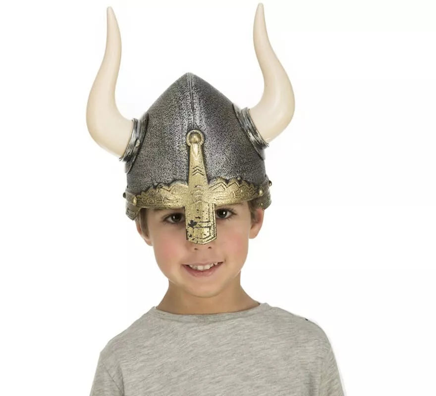 Translation missing: es.Casco de Vikingo con cuernos y cubre nariz Infantil