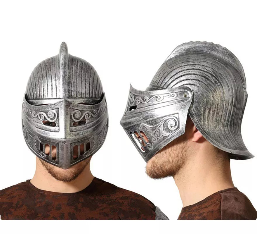 Translation missing: es.Casco Plateado Medieval con Visera