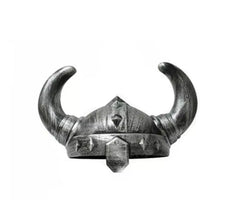 Casco Vikingo plateado envejecido con cuernos