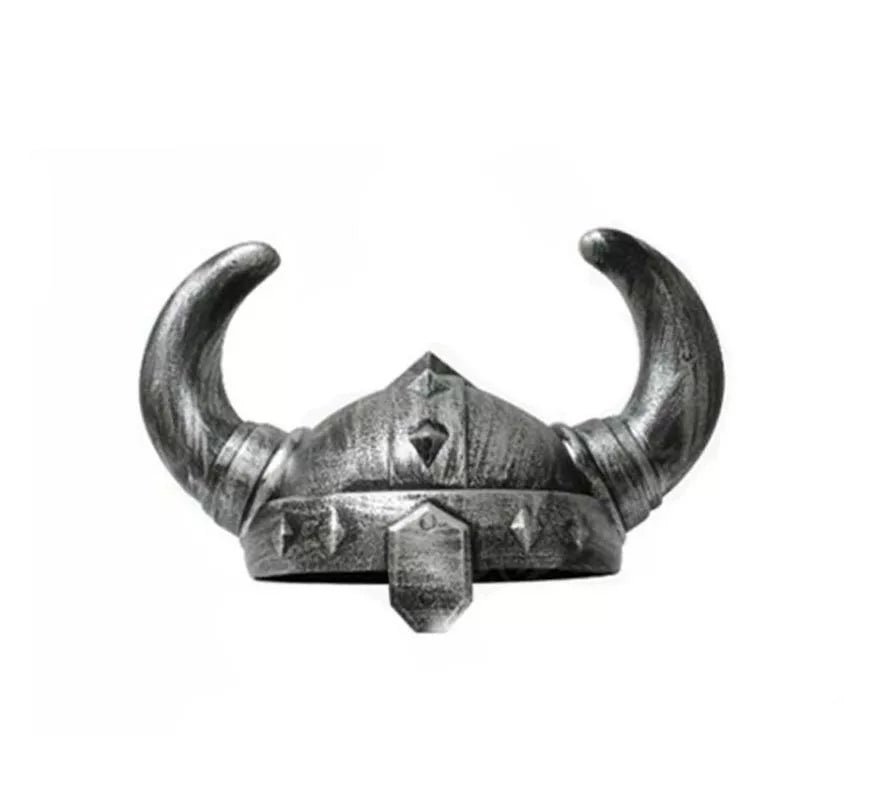 Translation missing: es.Casco Vikingo plateado envejecido con cuernos