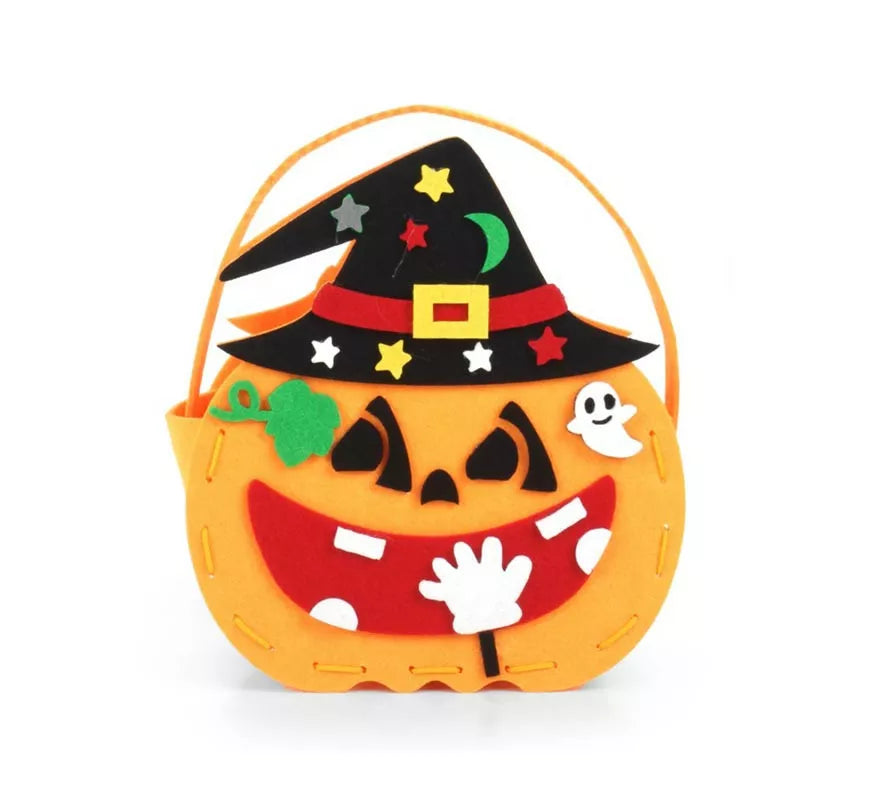 Translation missing: es.Cesta para dulces Calabaza con sombrero de fieltro de 17x12x6 cm