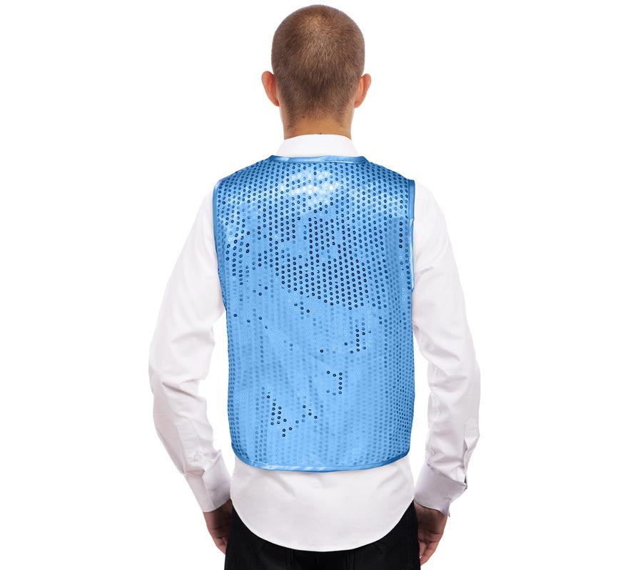 Chaleco de Lentejuelas azul claro para adultos