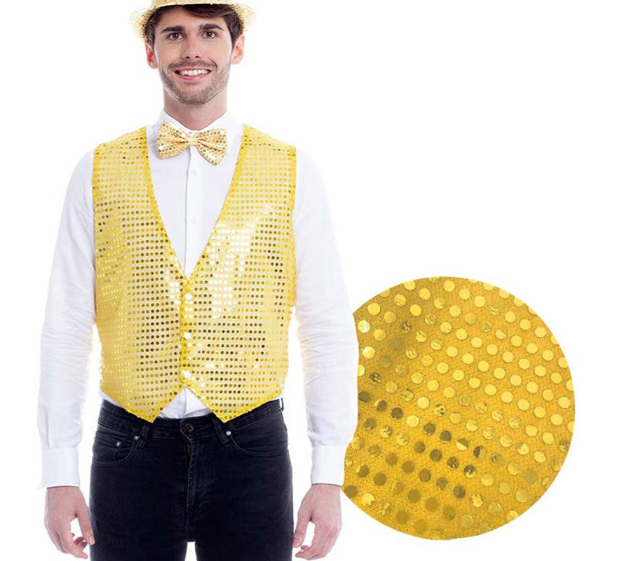 Translation missing: es.Chaleco de Lentejuelas color Oro para hombre