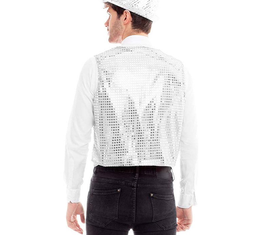 Translation missing: es.Chaleco de Lentejuelas color Plata para hombre