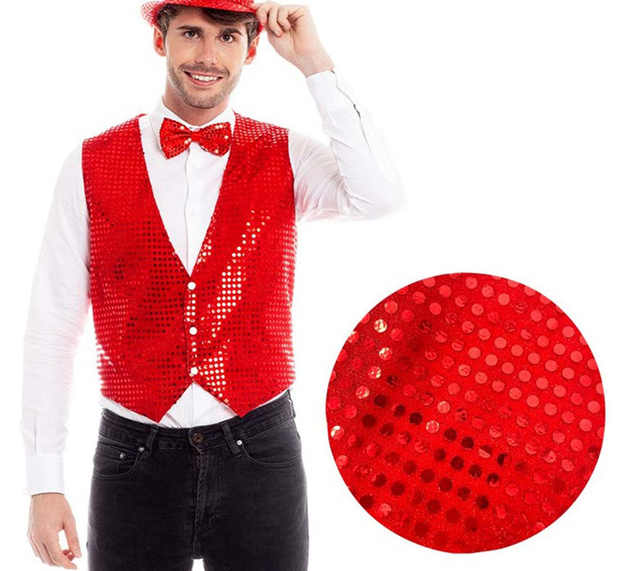Translation missing: es.Chaleco de Lentejuelas color Rojo para hombre