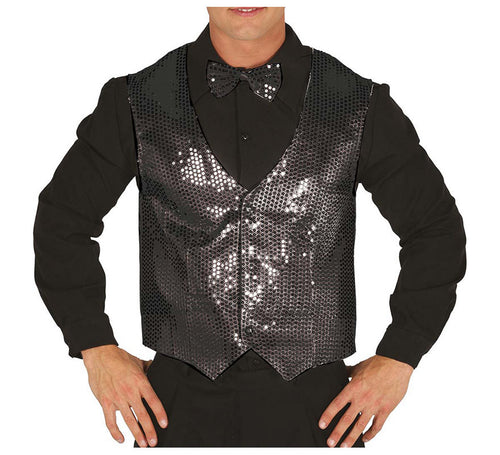 Chaleco de Lentejuelas Negro Adulto