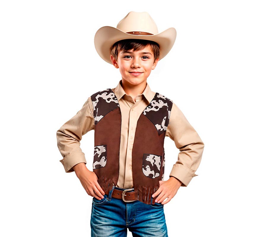 Translation missing: es.Chaleco de Vaquero marrón estampado infantil