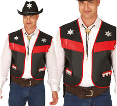 Chaleco de Vaquero negro y rojo adulto