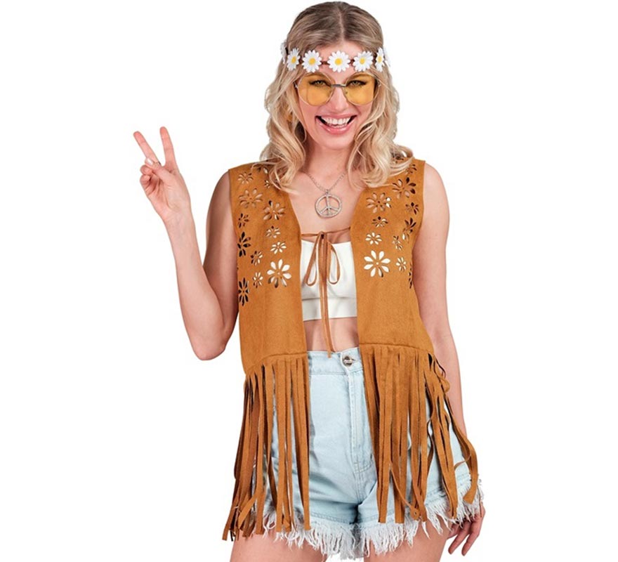 Translation missing: es.Chaleco Hippie con Flores marrón para mujer