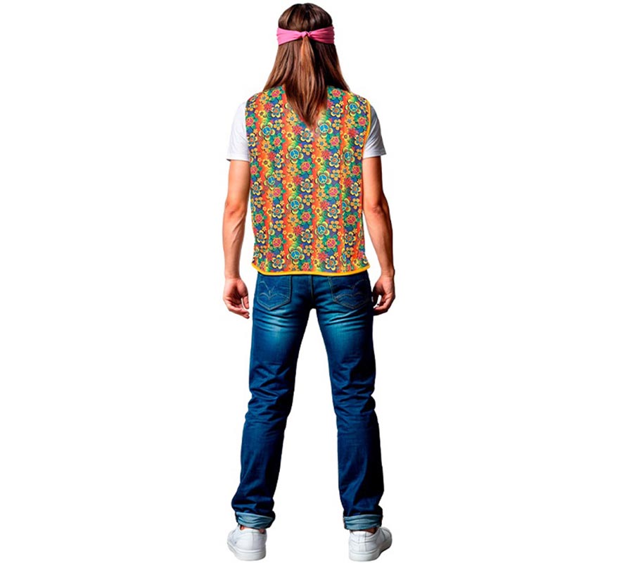 Translation missing: es.Chaleco Hippie floral naranja adulto