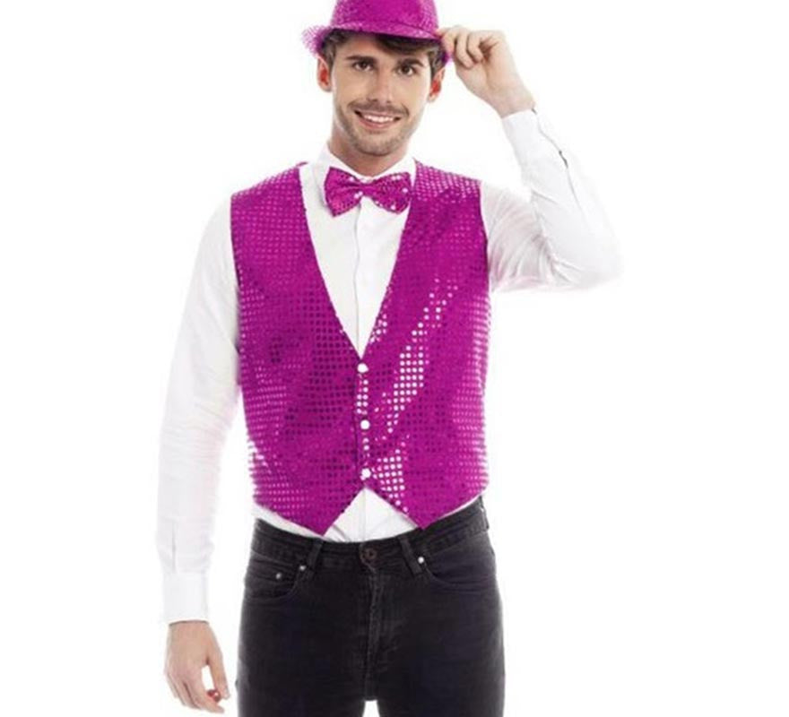 Translation missing: es.Chaleco Lentejuelas fucsia para hombre