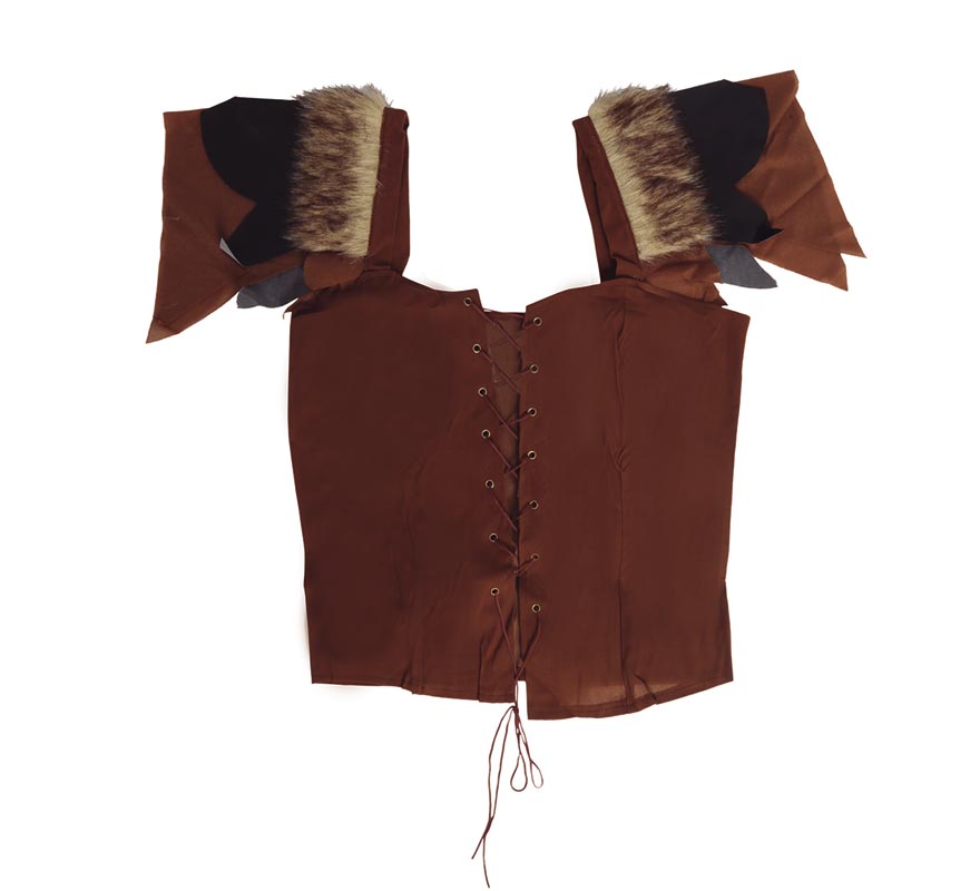 Translation missing: es.Chaleco Medieval de Cuero con pelo para Mujer