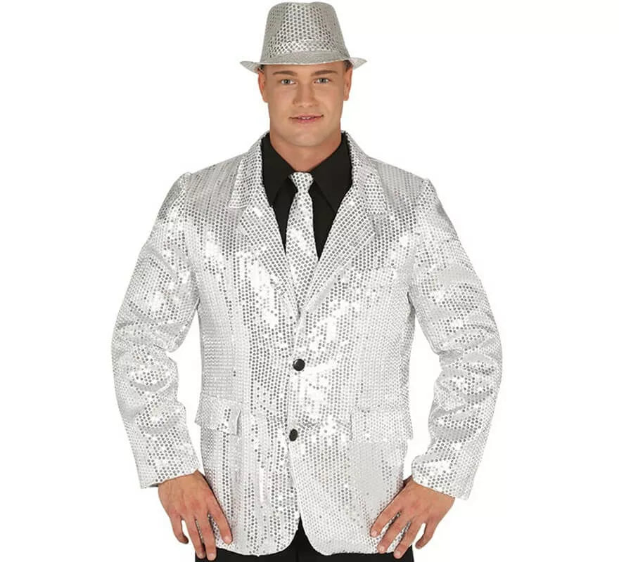 Translation missing: es.Chaqueta de Lentejuelas Plateada para hombre