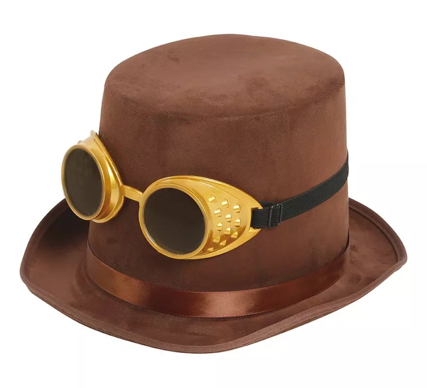 Chistera de Fieltro marrón con Gafas