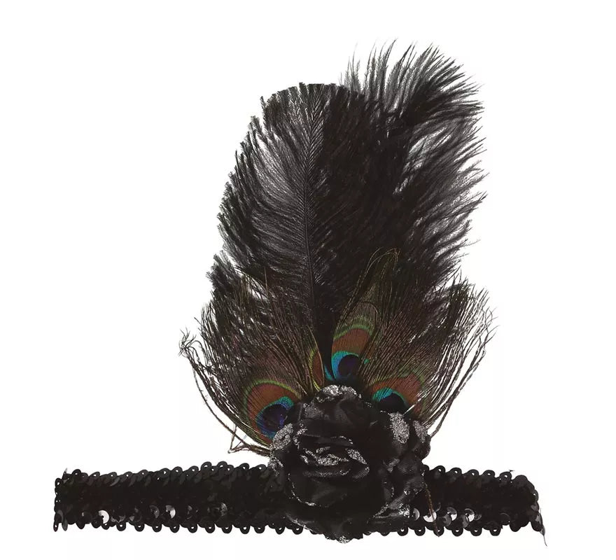 Translation missing: es.Cinta de Lentejuelas Negra con Plumas