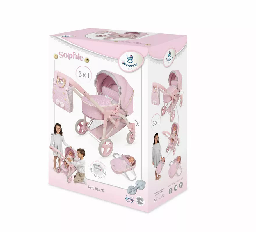 Coche de Muñecas de hasta 48 cm 3 en 1 Plegable