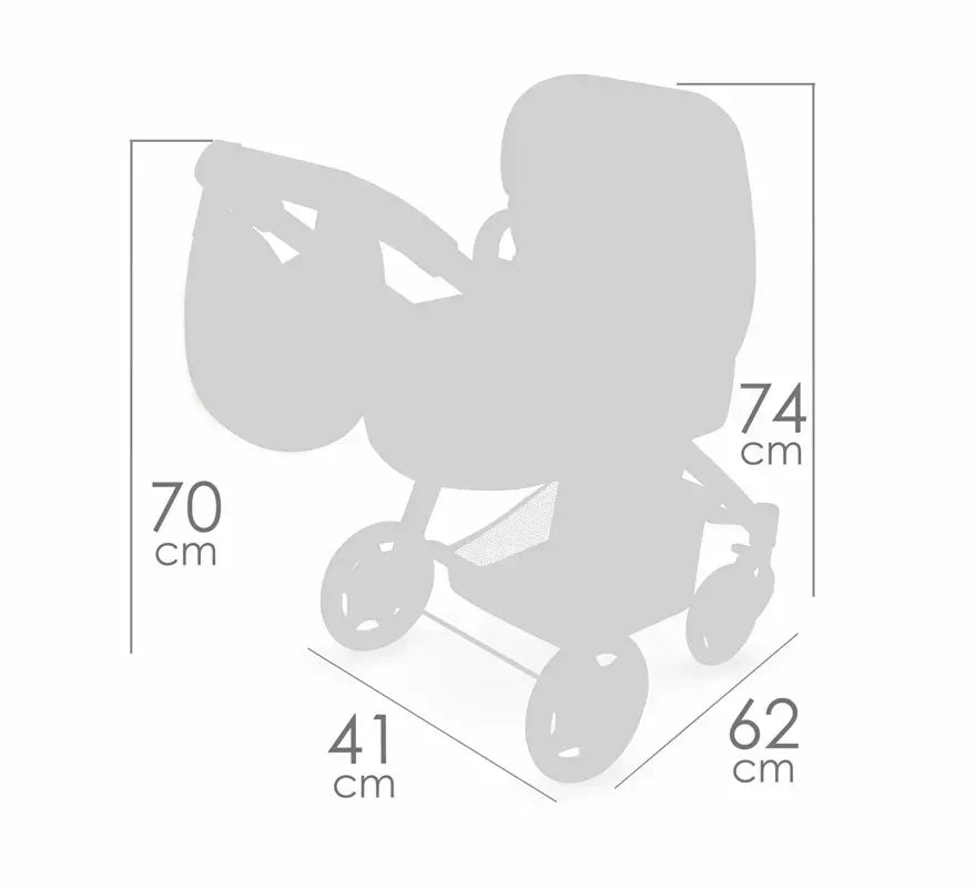 Coche de Muñecas de hasta 48 cm 3 en 1 Plegable con Bolso