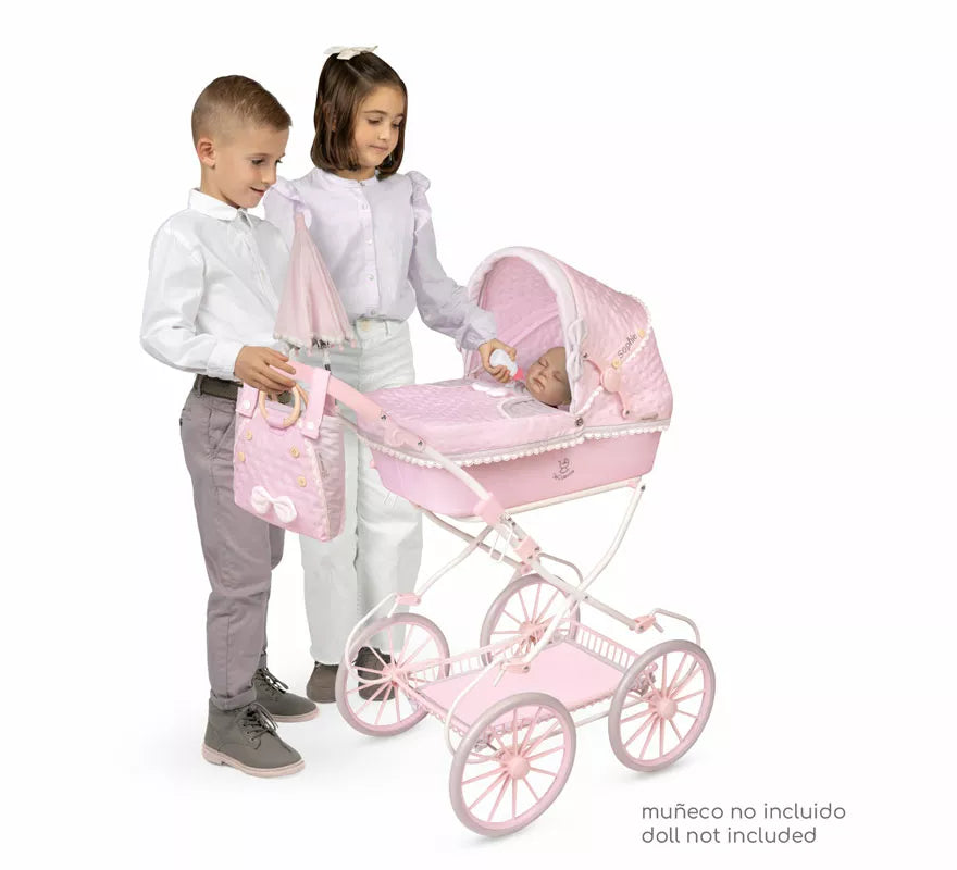 Coche de Muñecas de hasta 48 cm Plegable con Sombrilla y Bolso