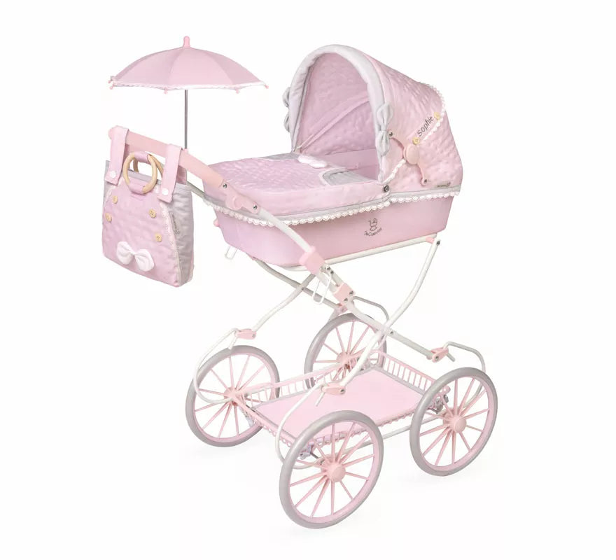 Coche de Muñecas de hasta 48 cm Plegable con Sombrilla y Bolso