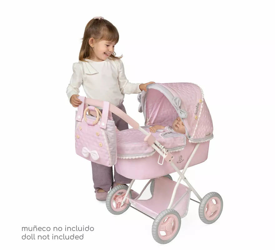 Coche de Muñecas de hasta 48 cm Plegable con Sombrilla y Bolso