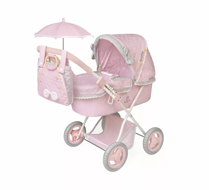 Coche de Muñecas de hasta 48 cm Plegable con Sombrilla y Bolso