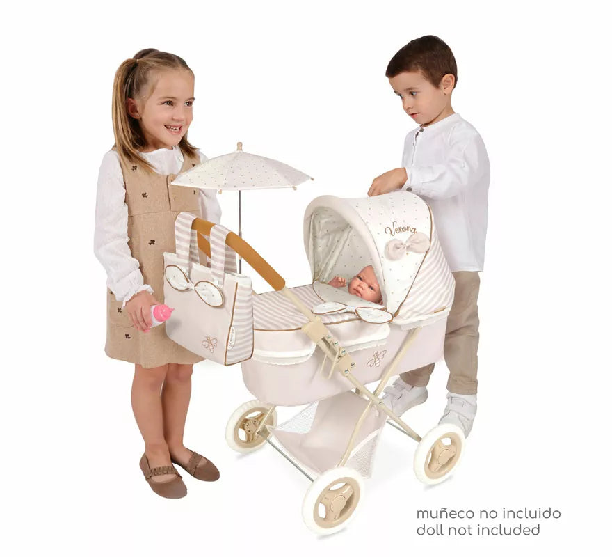 Coche de Muñecas de hasta 48 cm Plegable con Sombrilla y Bolso