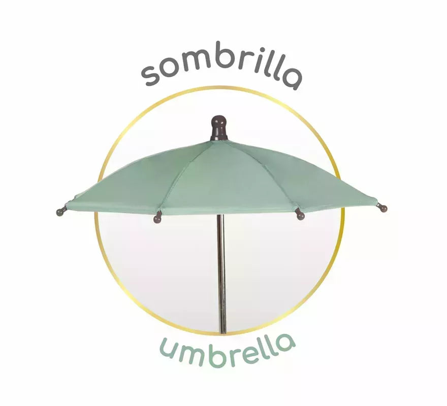 Coche de Muñecas de hasta 48 cm Plegable con Sombrilla y Bolso