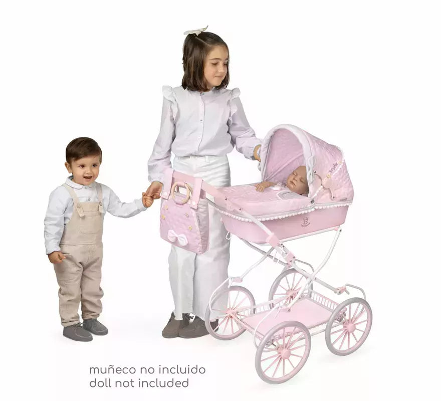Coche de Muñecas de hasta 48 cm Plegable con Sombrilla y Bolso