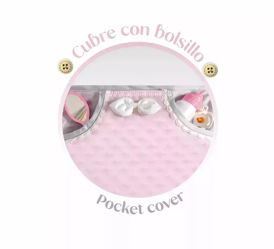 Coche de Muñecas de hasta 48 cm Plegable con Sombrilla y Bolso