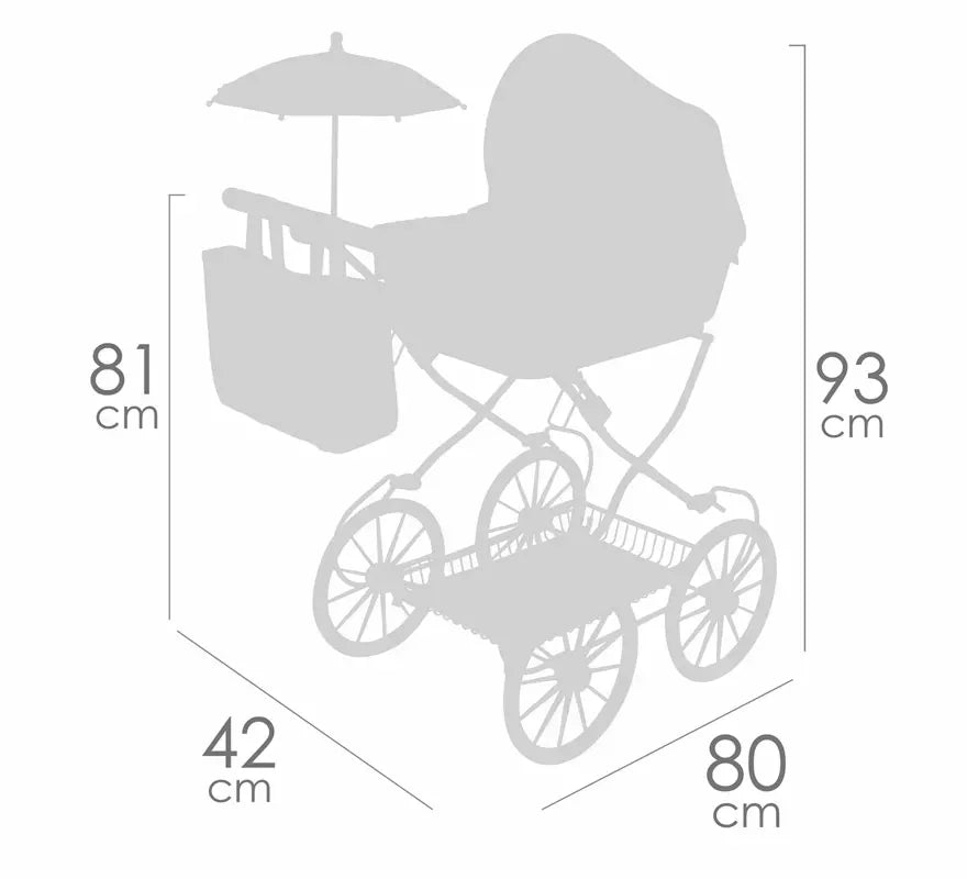 Coche de Muñecas de hasta 48 cm Plegable con Sombrilla y Bolso