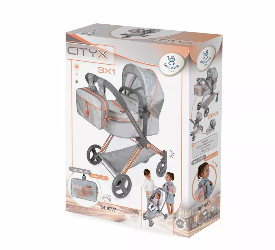 Coche de Muñecas de hasta 50 cm 3 en 1 Plegable