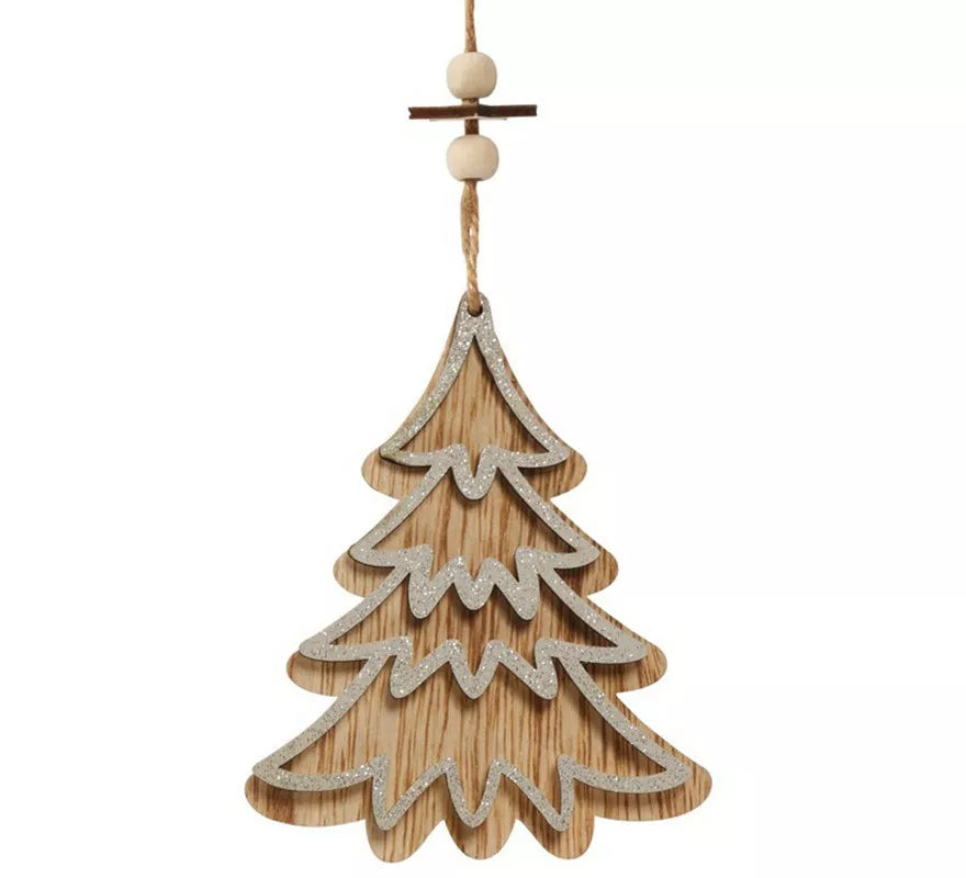 Translation missing: es.Colgante Árbol de Madera Plata de 12 cms