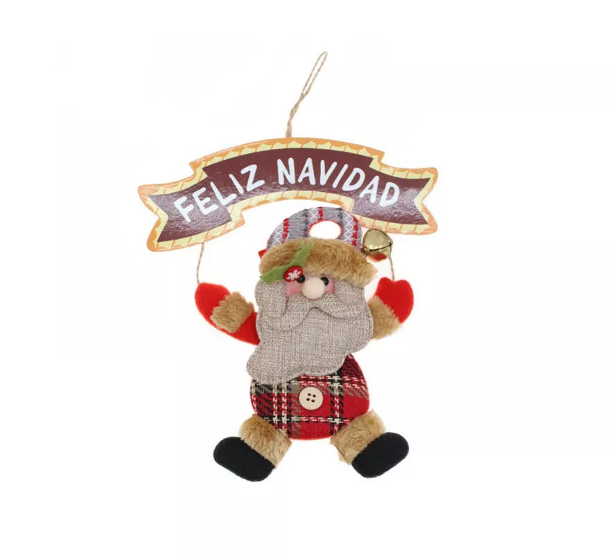 Translation missing: es.Colgante Árbol de Navidad de Papá Noel con cartel de 19x16 cm