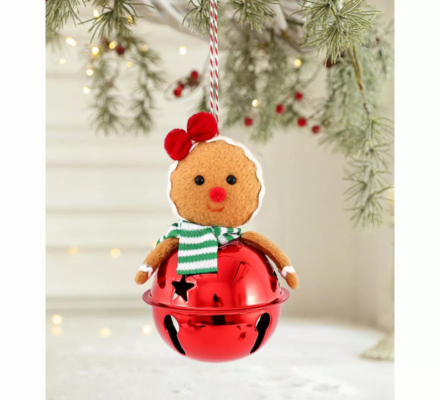 Colgante Campana Galleta de Jengibre Lazo 10 cm