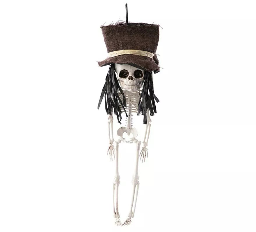 Colgante de Esqueleto con sombrero de 15x12x49 cm