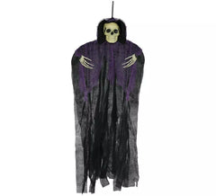 Colgante de Esqueleto Túnica negra y lila de 90 cm