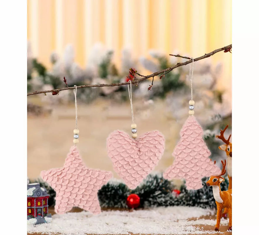 Colgante Estrella, Pino o Corazón Rosa de 12x4x12 cm modelos surtidos