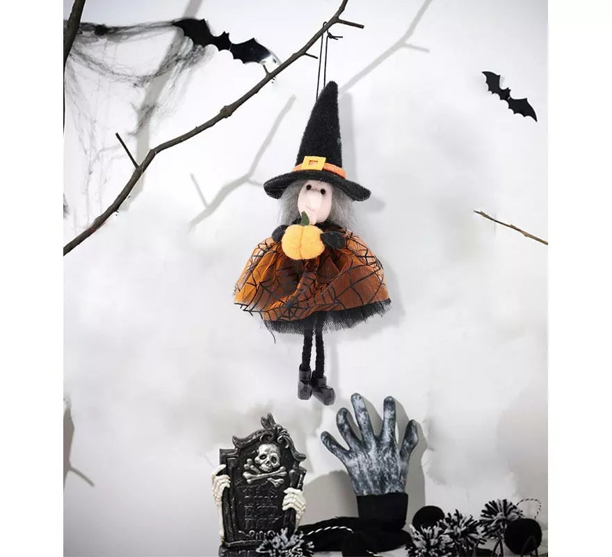 Translation missing: es.Colgante Muñeca Bruja con Calabaza 21 cm