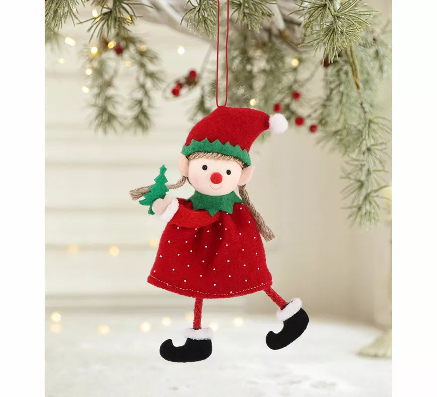 Translation missing: es.Colgante Navideño de Elfa con Árbol Navidad de 16 cm