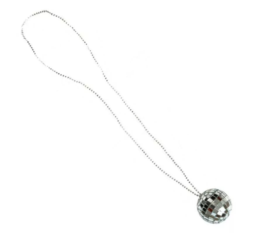 Translation missing: es.Collar Bola Disco plateada de 43 cm
