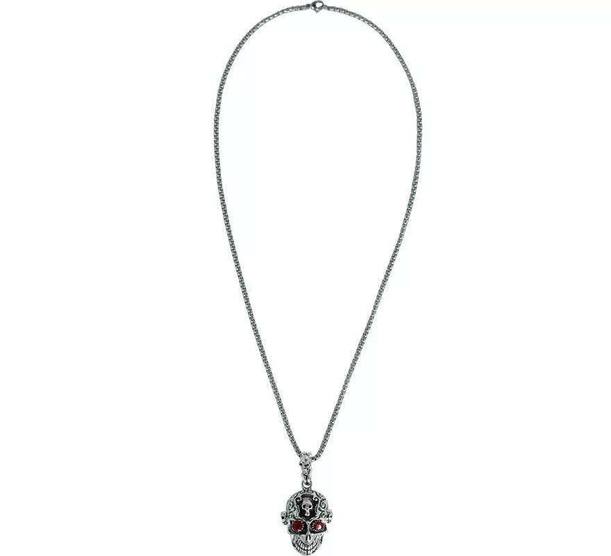 Translation missing: es.Collar Cabeza Calavera Ojos rojos Metal, 5,5 cm