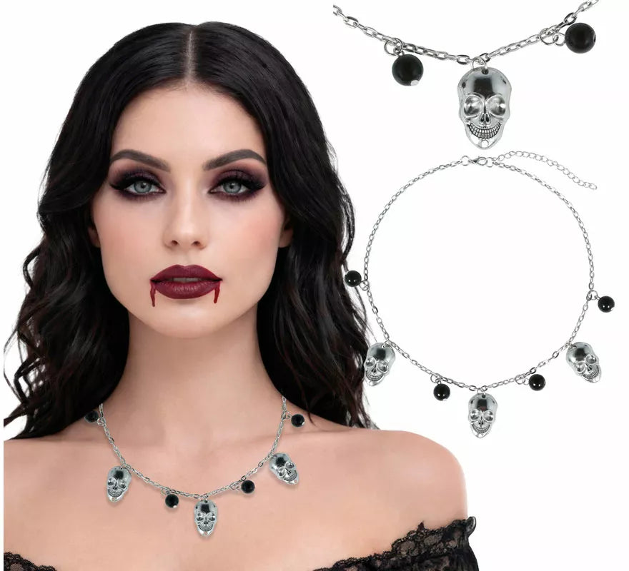 Translation missing: es.Collar Calaveras y Bolas negras