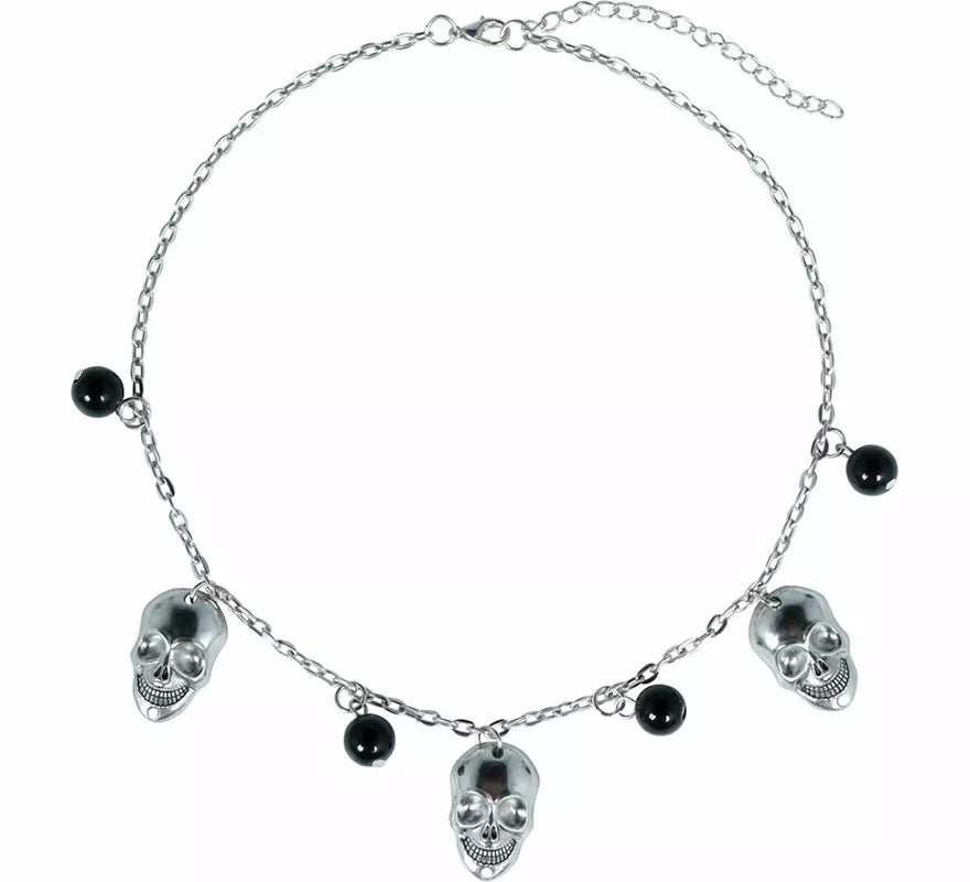 Collar Calaveras y Bolas negras