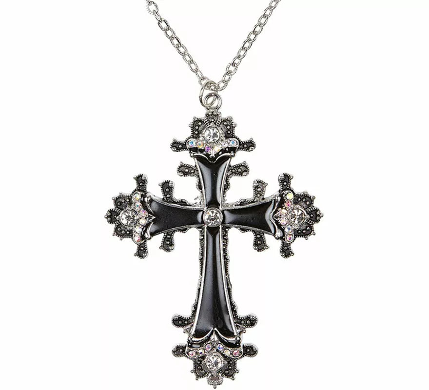 Translation missing: es.Collar con Colgante de Cruz negra con Strass