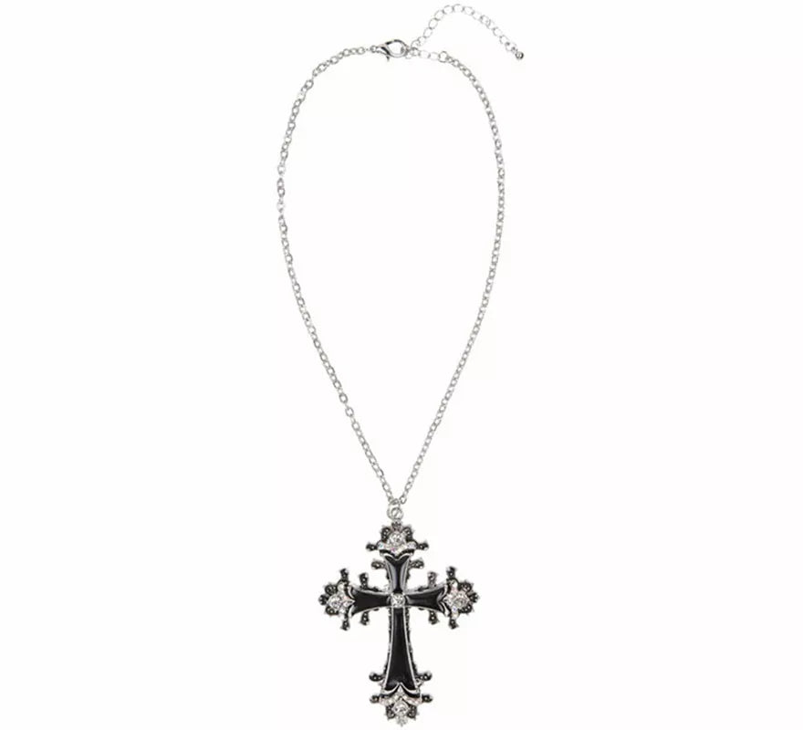 Translation missing: es.Collar con Colgante de Cruz negra con Strass