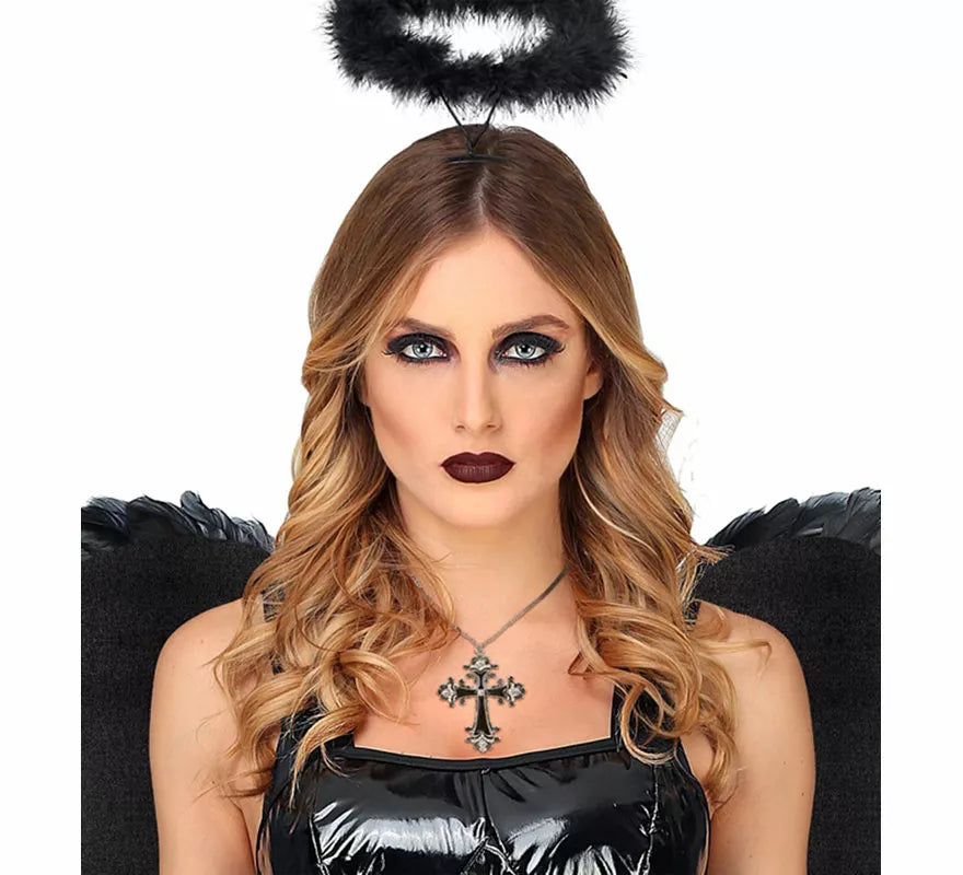 Collar con Colgante de Cruz negra con Strass