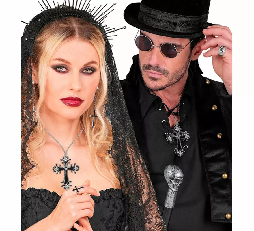 Translation missing: es.Collar con Colgante de Cruz negra con Strass