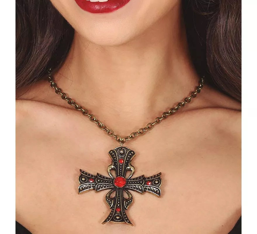 Translation missing: es.Collar Cruz con Rubí 6 cm