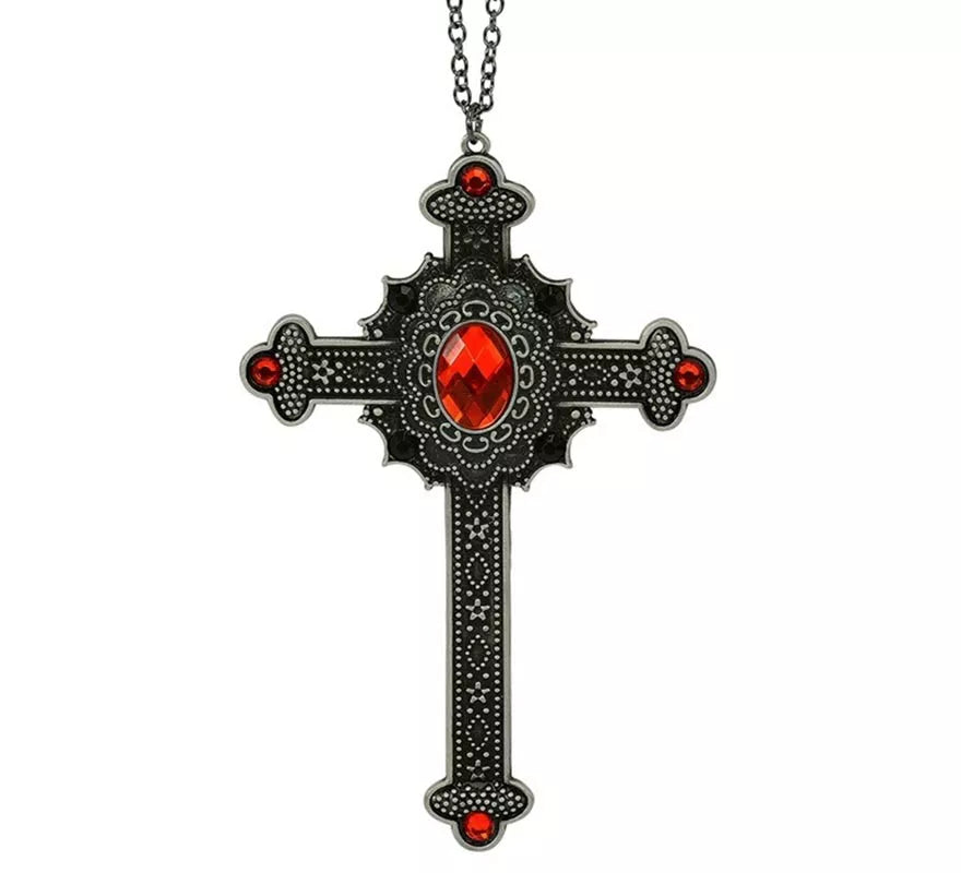 Translation missing: es.Collar Cruz Gótica con Gemas rojas