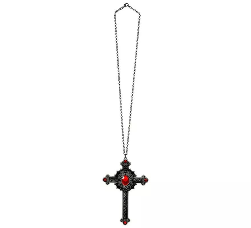 Translation missing: es.Collar Cruz Gótica con Gemas rojas